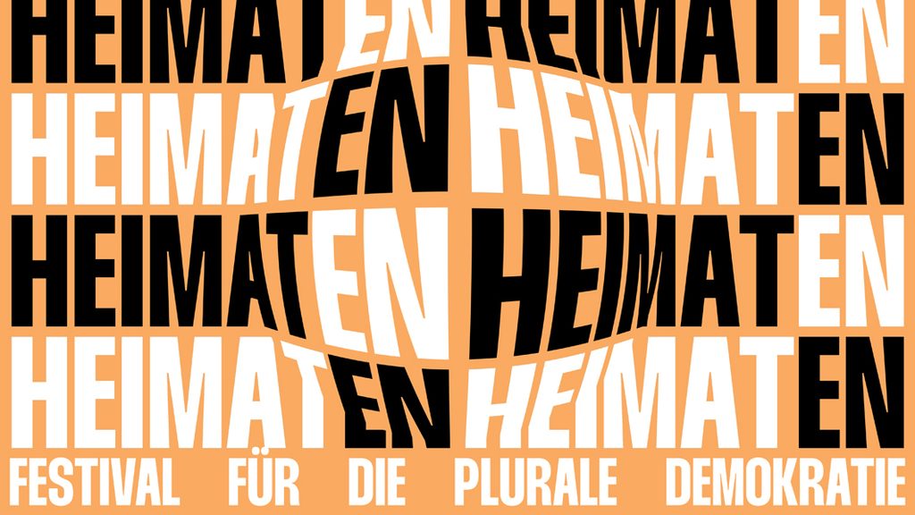 Web Plakat des Festivals Heimaten Schriftzug Heimaten - Festival für die plurale Demokratie.